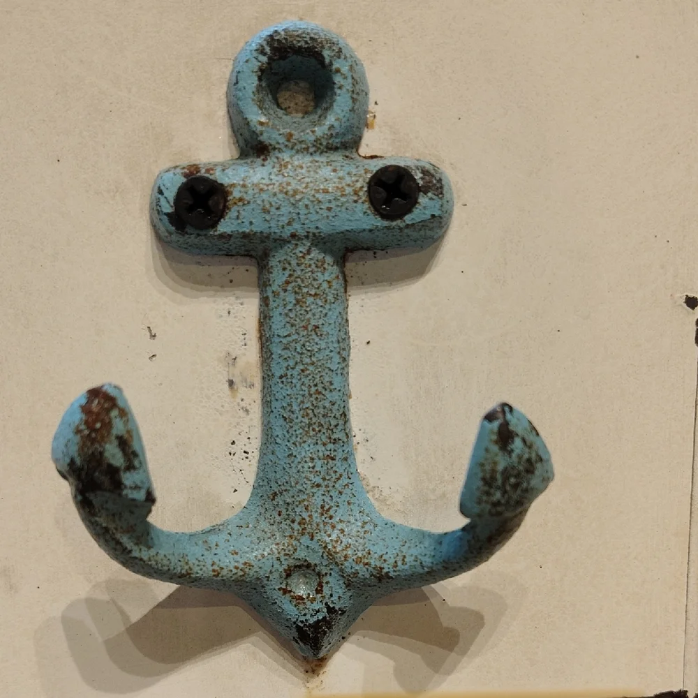Coastal Anchor Wall Hooks - Cream with Blue, Red, Turquoise Anchors